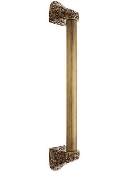 12 inch Ginkgo Leaf Appliance Pull With Smooth Bar in Antique Brass.